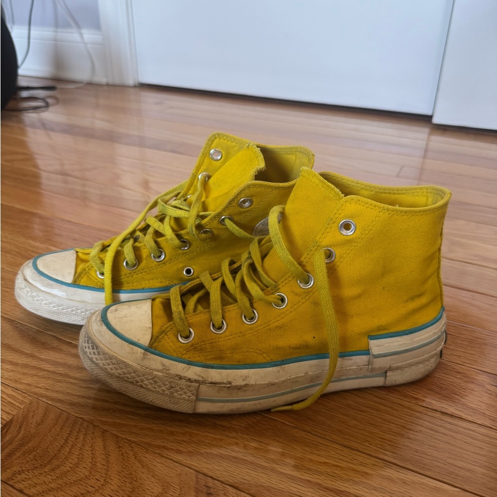 Yellow and Blue Platform Converse
